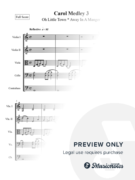 Carol Medley 3 O Little Town Away In A Manger for String Orchestra