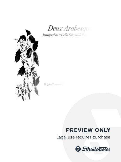 Deux Arabesque #1 by Claude Debussy arranged for Cello Solo with Piano Accompaniment