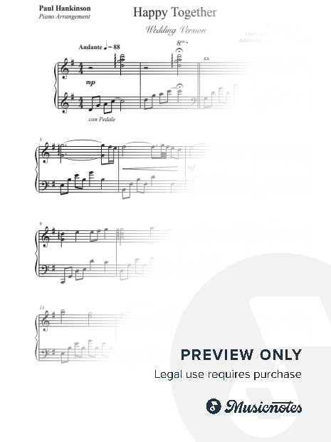 Happy Together - Piano Wedding Version