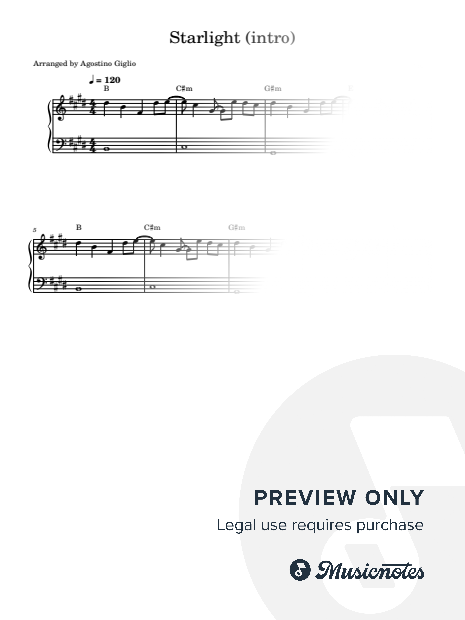 Starlight (MUSE) - Intro Easy Piano Sheet Music — Easy Piano