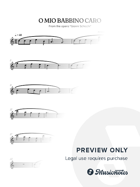 O Mio Babbino Caro • Giacomo Puccini | Oboe Sheet Music