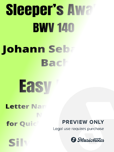 Sleeper's Awake BWV 140 Easy Piano Sheet Music 2nd Edition