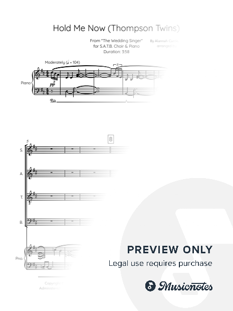 Hold Me Now – SATB (4-Part Choir) & Piano | Thompson Twins