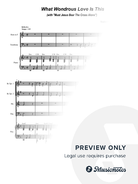What Wondrous Love (with "Must Jesus Bear The Cross Alone") (Brass Quartet and Piano)
