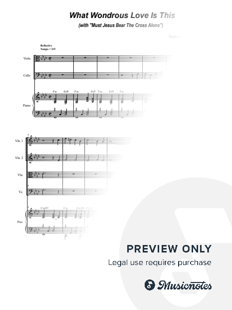 What Wondrous Love (with "Must Jesus Bear The Cross Alone") (String Quartet and Piano)