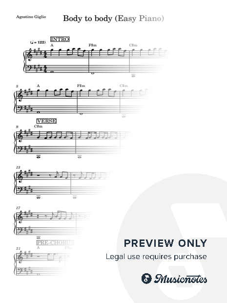 Body to body (BTS) Easy Piano