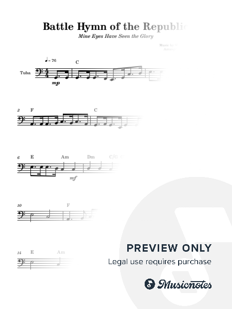 Battle Hymn of the Republic | TUBA with Chords