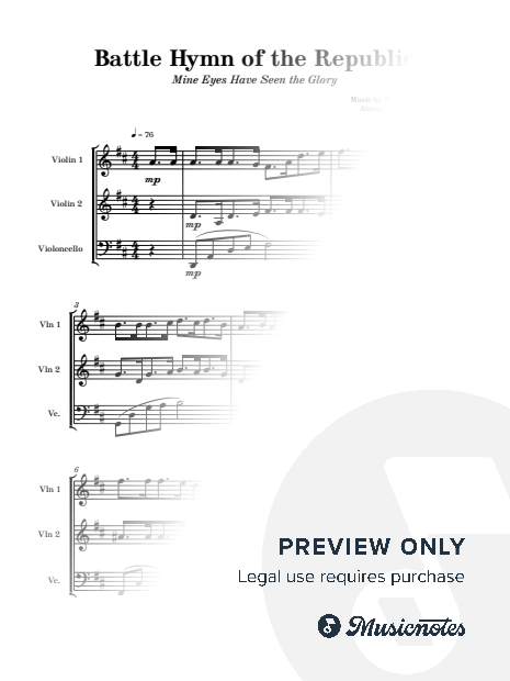 Battle Hymn of the Republic - STRING TRIO (2 Violins & Cello)