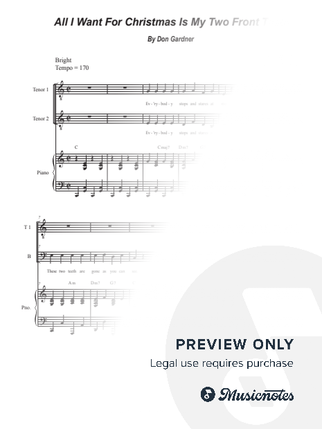 All I Want for Christmas Is My Two Front Teeth (Vocal Trio - (TTB)