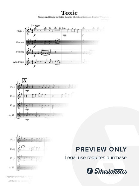 Toxic by Britney Spears - Flute quartet