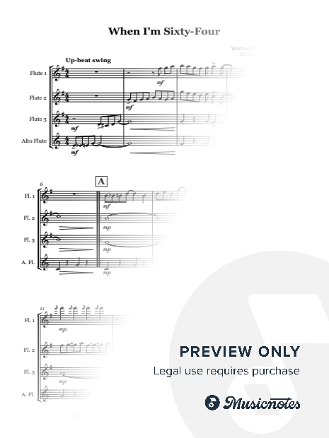 When I'm Sixty-Four by The Beatles - Flute quartet
