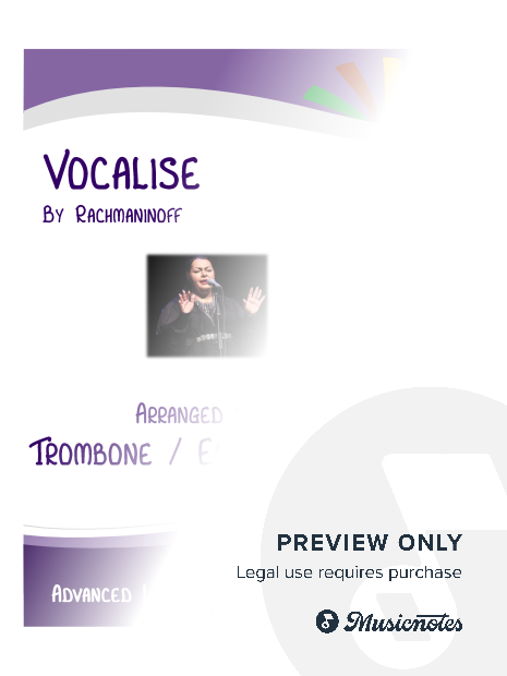 Vocalise (Rachmaninoff) - trombone or euphonium and piano with FREE BACKING TRACK