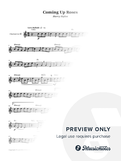 Coming Up Roses - Harry Styles | Bb CLARINET with CHORDS