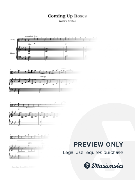 Coming Up Roses - Harry Styles | VIOLA and PIANO with CHORDS