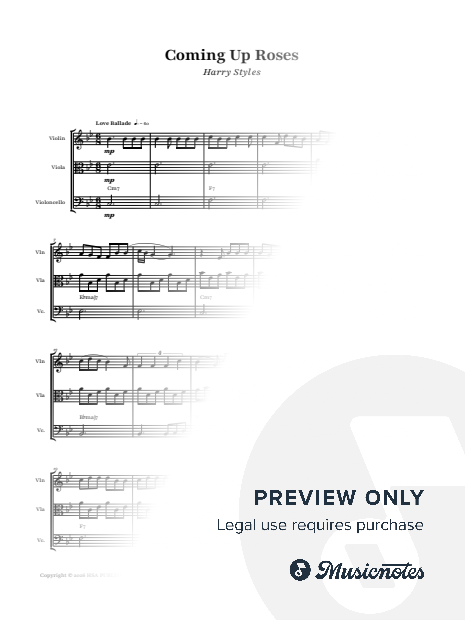 Coming Up Roses - Harry Styles | String Trio (Violin, Viola, Cello) with Chords