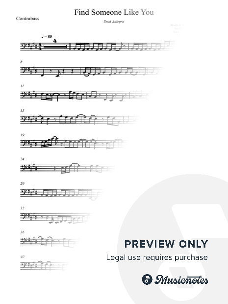 Find Someone Like You - Snoh Aelegra - Contrabass - Full Version, original key