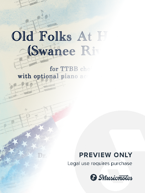 Old Folks At Home (Swanee River) for TTBB Choir with optional Piano accompaniment
