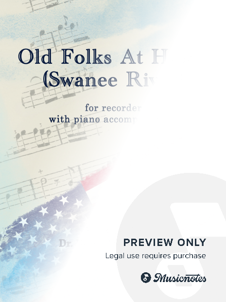 Old Folks At Home (Swanee River) for Recorder with Piano accompaniment