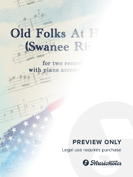 Old Folks At Home (Swanee River) for two Recorders with Piano accompaniment
