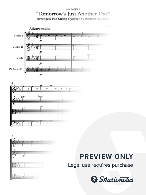 Tomorrow's Just Another Day (MADNESS) arr. STRING QUARTET by Andrew Hodges