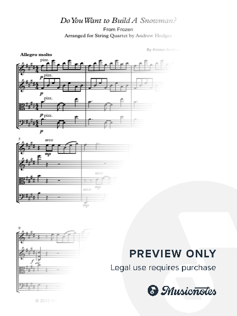 Do You Want to Build a Snowman? arr. STRING QUARTET by Andrew Hodges
