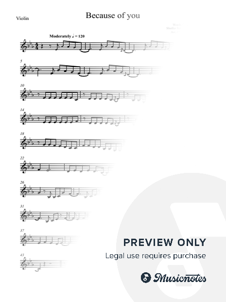 Because of You - Ne-Yo - VIOLIN - Full version, original key