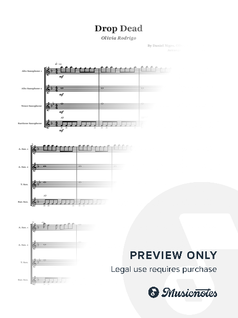 Drop Dead - Olivia Rodrigo | Saxophone Quartet (2 Altos, Tenor, Baritone) with Chords