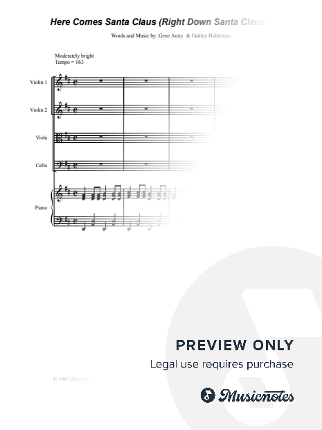 Here Comes Santa Claus (String Quartet and Piano)