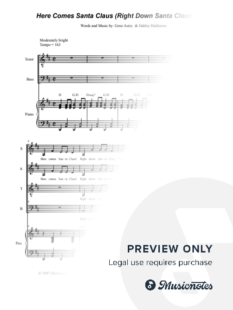 Here Comes Santa Claus (Vocal Quartet - (SATB)