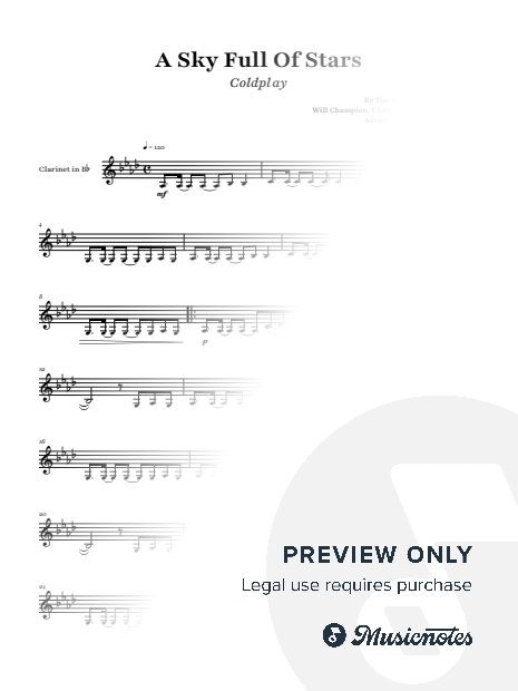 A Sky Full Of Stars - Coldplay | Bb Clarinet Solo (Low Version)