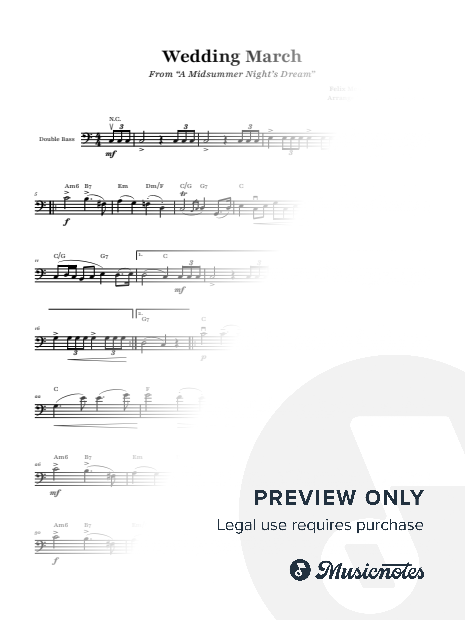 Wedding March - Felix Mendelssohn | Double Bass with Chords