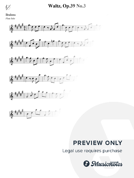 Waltz, Op.39 No.3 - Brahms (Flute Solo)