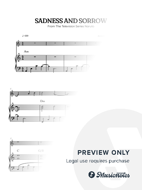 Sadness and Sorrow from Naruto | oboe and piano sheet music with chords