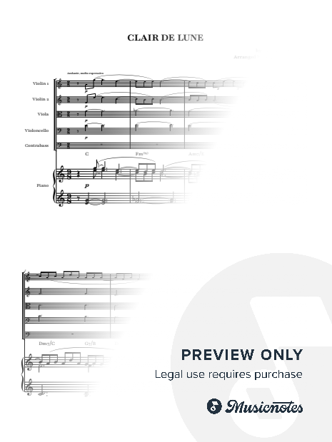 Clair de Lune - Claude Debussy | String Quintet with Piano and Chords