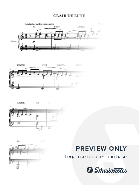 Clair de Lune - Claude Debussy | Piano Solo with Chords (Intermediate)