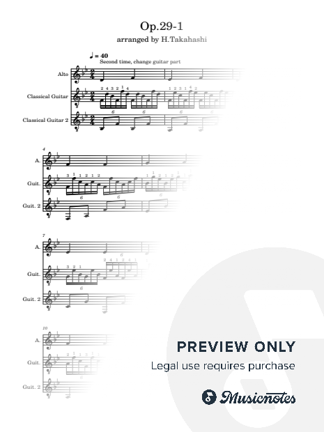 F.Sor's Op.29-1 for Guitar trio