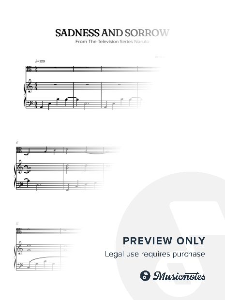 Sadness and Sorrow from Naruto | viola and piano sheet music