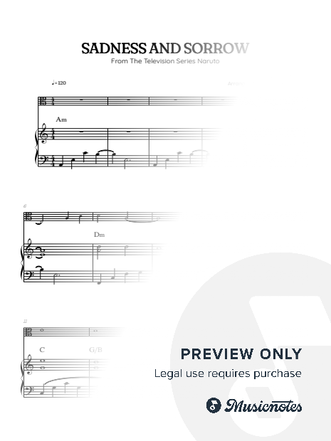 Sadness and Sorrow from Naruto | viola and piano sheet music with chords