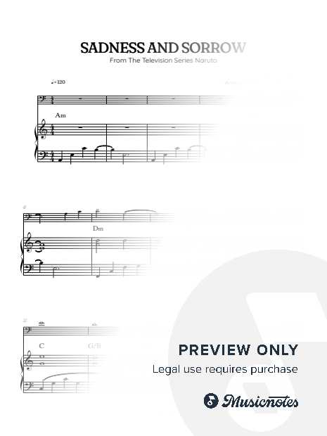 Sadness and Sorrow from Naruto | bassoon and piano sheet music with chords