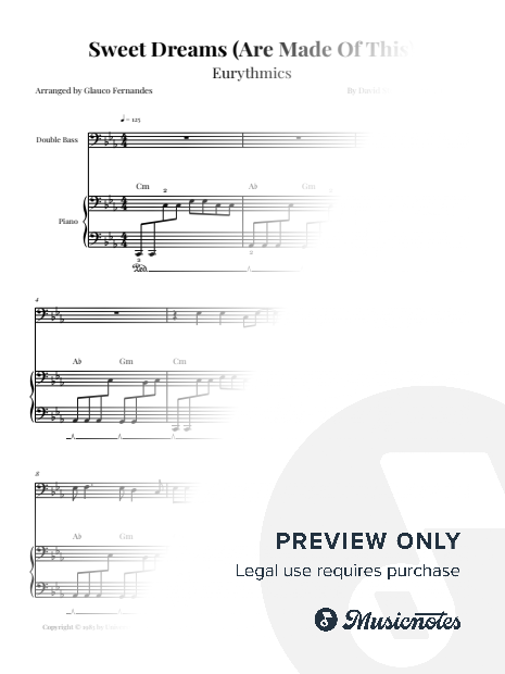 Sweet Dreams (Are Made Of This) - Eurythmics | Double Bass with Piano and Chords
