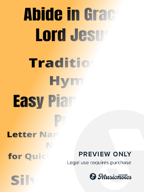 Abide in Grace Lord Jesus Easy Piano Large Print Sheet Music