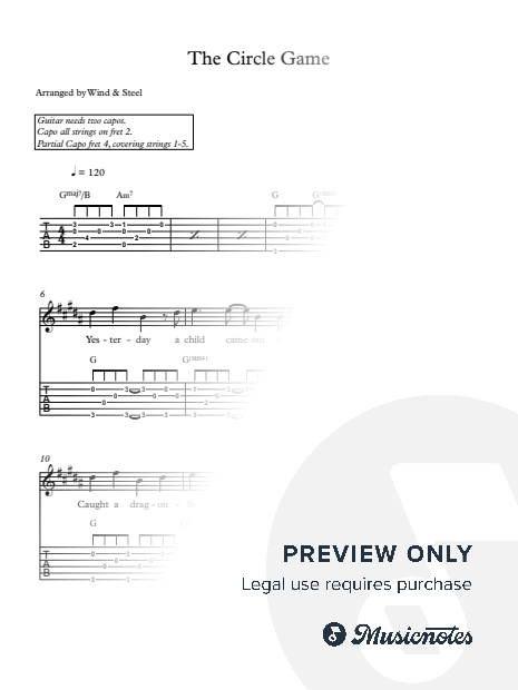 The Circle Game - Flute & Guitar - TAB