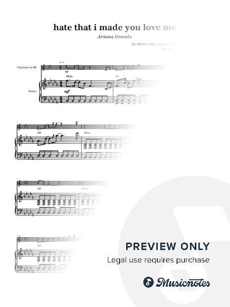 hate that i made you love me - Ariana Grande | Clarinet & Piano and Chords (Original Key)