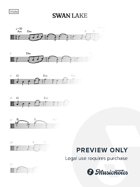 Tchaikovsky's Swan Lake | viola sheet music (chords)