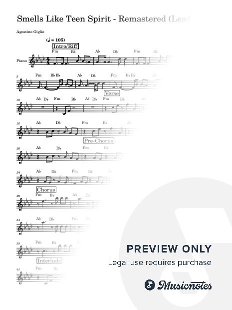 Smells Like Teen Spirit - Remastered - Nirvana (Leadsheet)