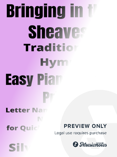 Bringing in the Sheaves Easy Piano Large Print Piano Sheet Music
