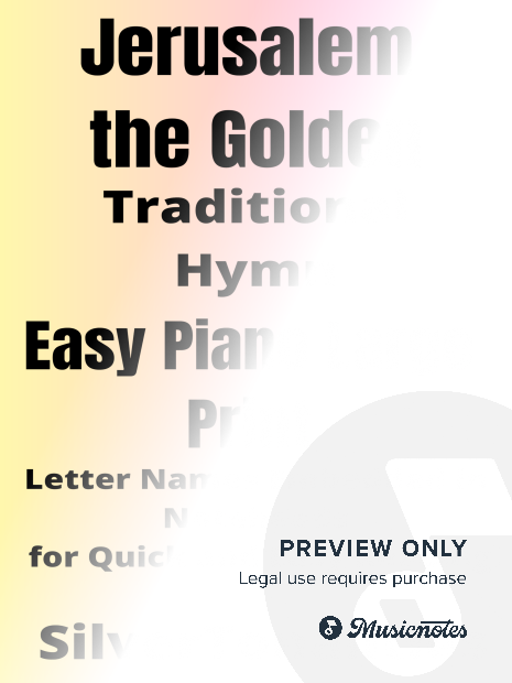 Jerusalem the Golden Easy Piano Large Print Sheet Music