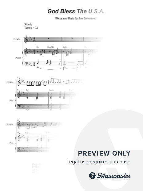 God Bless the U.S.A. (Flute or Violin solo)