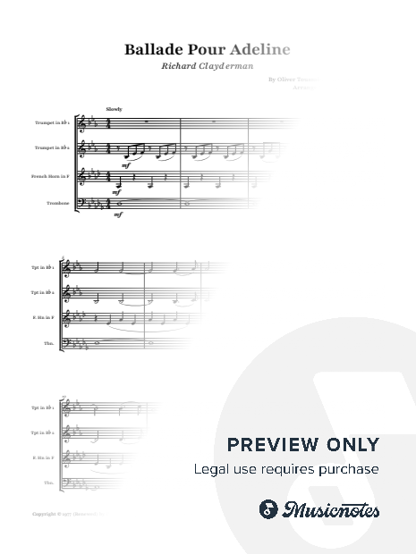 Ballade pour Adeline - Richard Clayderman | Brass Quartet