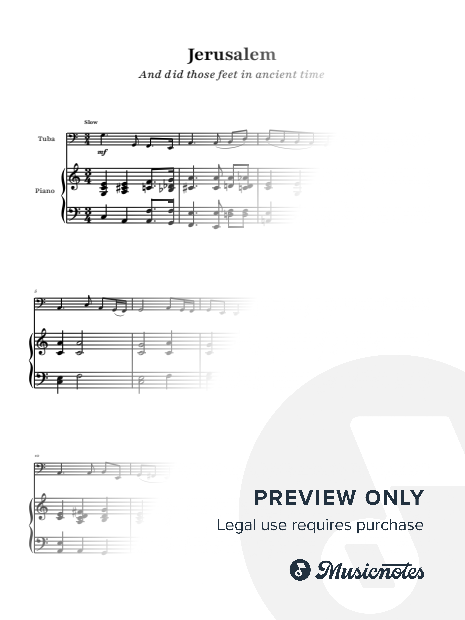 Jerusalem (And did those feet in ancient time) - Hubert Parry | Tuba & Piano